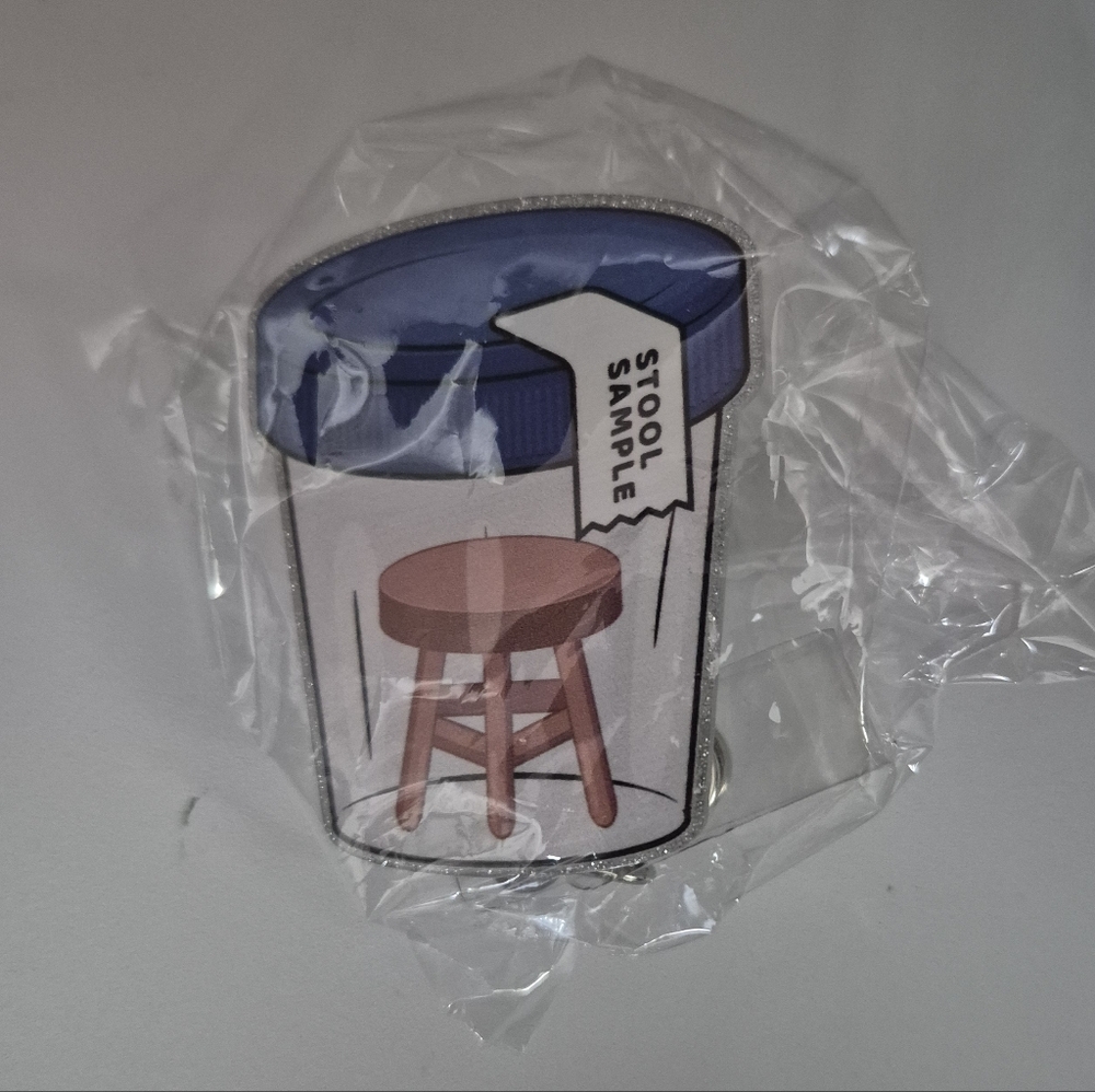 Novelty Badge Id Clip Glittery Comedy Stool Sample Nurse
